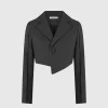 Asymmetric Tailored Cropped Blazer - Grey