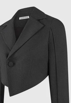 Asymmetric Tailored Cropped Blazer - Grey