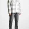 Checked Wool Shacket - Grey