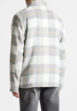 Checked Wool Shacket - Grey