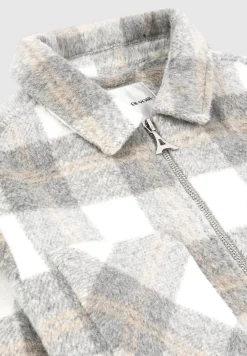 Checked Wool Shacket - Grey