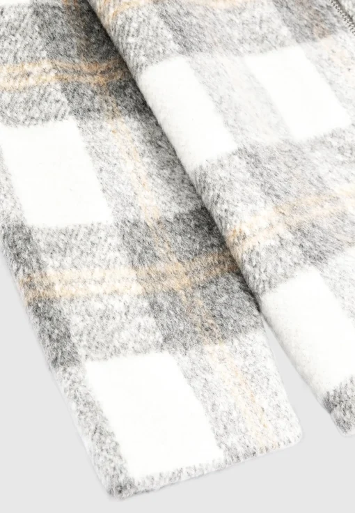 Checked Wool Shacket - Grey