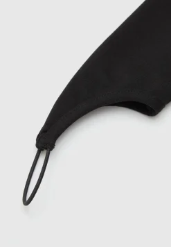 Contrast Asymmetric Bodysuit - Black