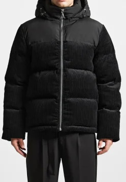 Corduroy Puffer Jacket - Black