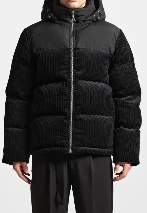 Corduroy Puffer Jacket - Black