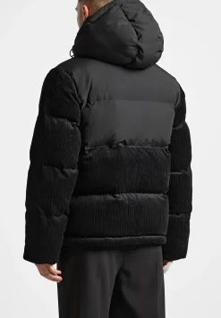 Corduroy Puffer Jacket - Black