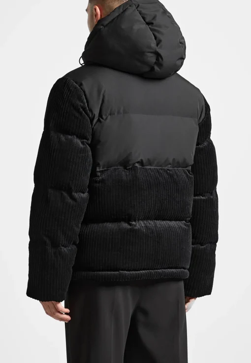 Corduroy Puffer Jacket - Black