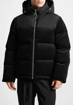 Corduroy Puffer Jacket - Black