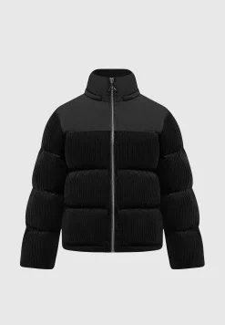 Corduroy Puffer Jacket - Black