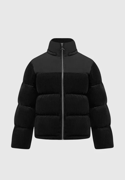 Corduroy Puffer Jacket - Black
