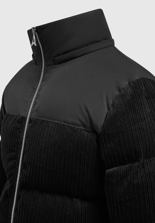 Corduroy Puffer Jacket - Black