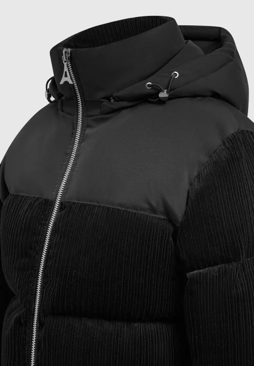 Corduroy Puffer Jacket - Black
