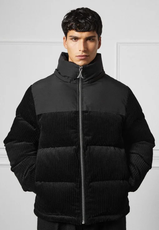 Corduroy Puffer Jacket - Black
