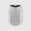 Dipped Waist Metallic Mini Skirt - Grey