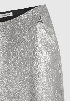Dipped Waist Metallic Mini Skirt - Grey