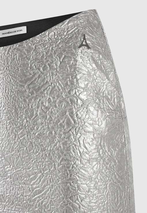 Dipped Waist Metallic Mini Skirt - Grey