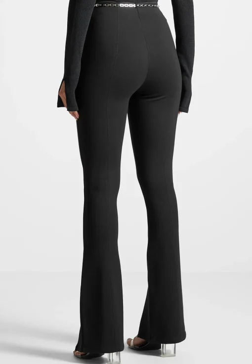 Fit and Flare Leggings with Chain - Black