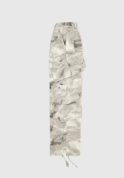 High Waisted Camo Cargo Pants - Grey