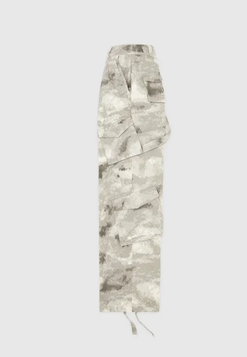 High Waisted Camo Cargo Pants - Grey