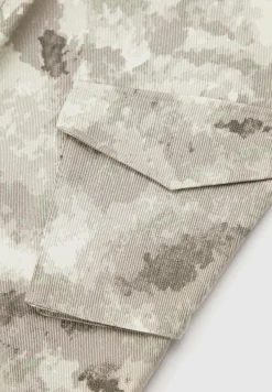 High Waisted Camo Cargo Pants - Grey