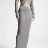 2-in-1 Long Sleeve Knitted Midaxi Dress - Grey
