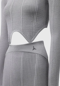 2-in-1 Long Sleeve Knitted Midaxi Dress - Grey