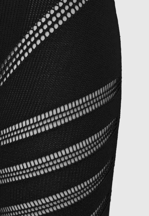 Knitted Contour Jumpsuit with Sleeves - Black