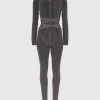 Knitted Two Tone Jumpsuit with Belt - Grey/Black