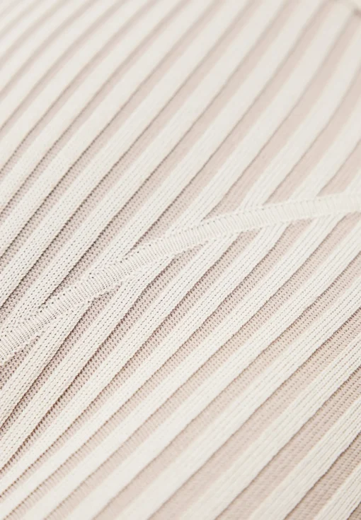 Knitted Two Tone Jumpsuit with Belt - Beige/Taupe