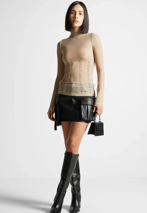Mesh Double Layer Top - Taupe
