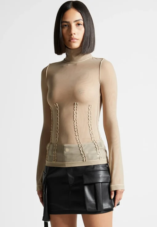 Mesh Double Layer Top - Taupe
