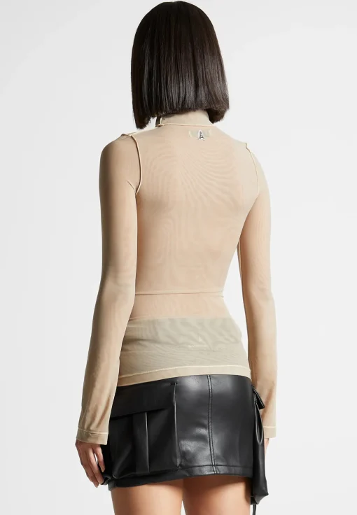Mesh Double Layer Top - Taupe