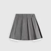 Pinstripe Pleated Skort - Grey Pinstripe