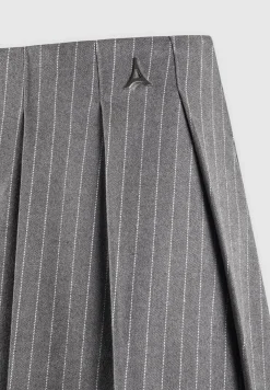 Pinstripe Pleated Skort - Grey Pinstripe