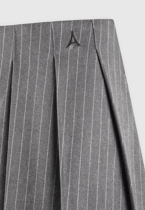 Pinstripe Pleated Skort - Grey Pinstripe