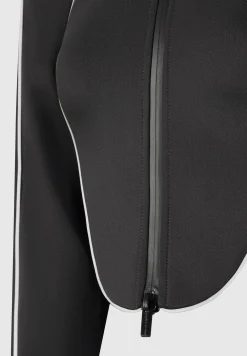 Reflective Piped Long Sleeve Corset Jacket - Black