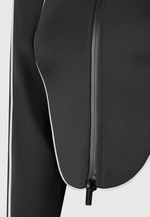 Reflective Piped Long Sleeve Corset Jacket - Black