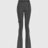 Ribbed Flared Leggings - Washed Grey