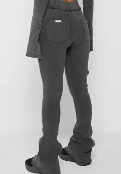 Ribbed Flared Leggings - Washed Grey