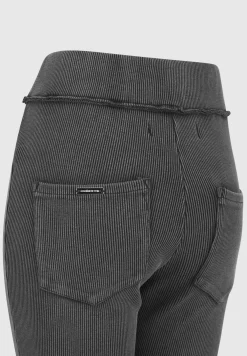 Ribbed Flared Leggings - Washed Grey