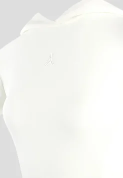 Short Sleeve Bodysuit with Hood - Beige