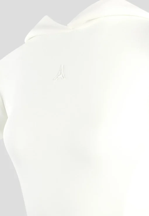 Short Sleeve Bodysuit with Hood - Beige