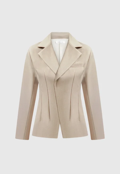 Tailored Double Breasted Blazer - Taupe