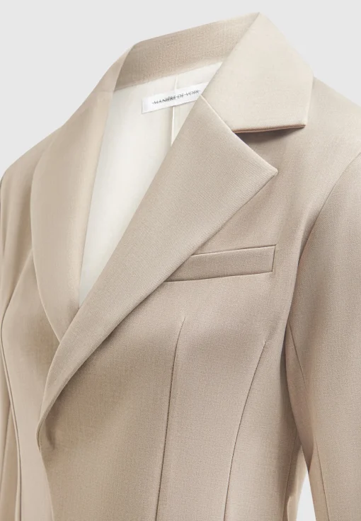 Tailored Double Breasted Blazer - Taupe