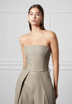 Tailored Pleat Jumpsuit with Belt - Beige