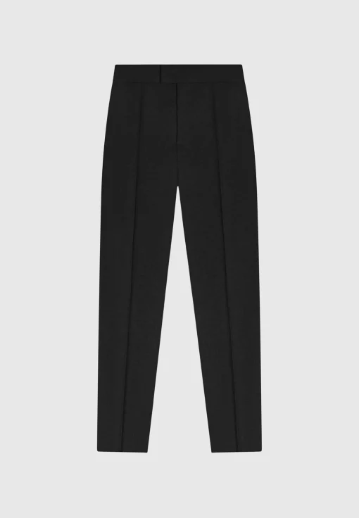 Tapered Fit Press Crease Tailored Trousers - Black