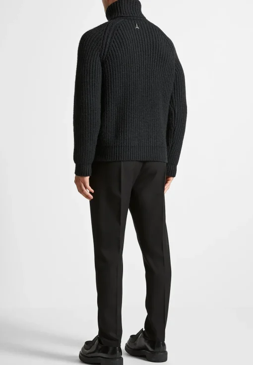 Tapered Fit Press Crease Tailored Trousers - Black