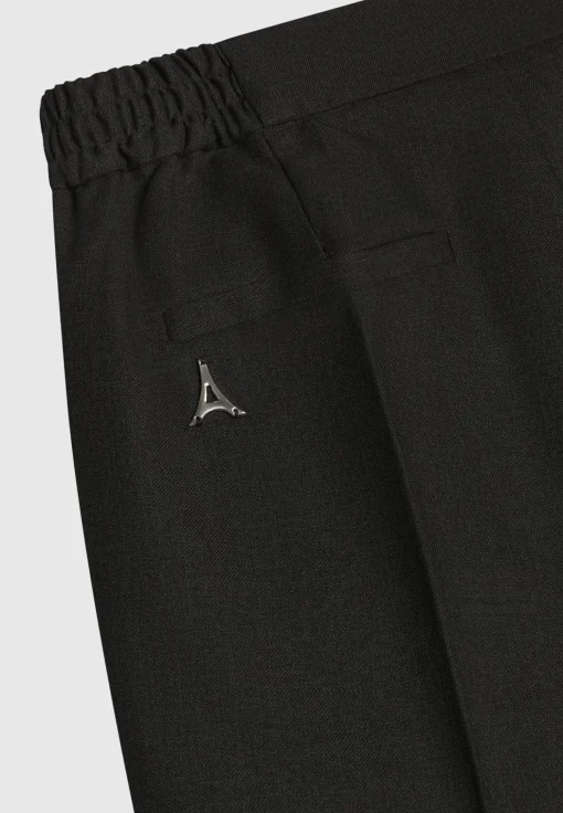 Tapered Fit Press Crease Tailored Trousers - Black