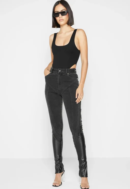 Éternelle High Leg Bodysuit - Black