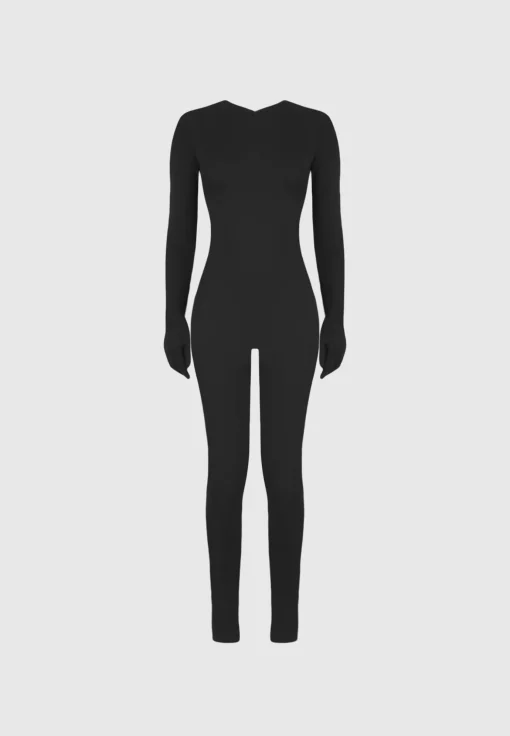 Éternelle Long Sleeve Jumpsuit with Gloves - Black